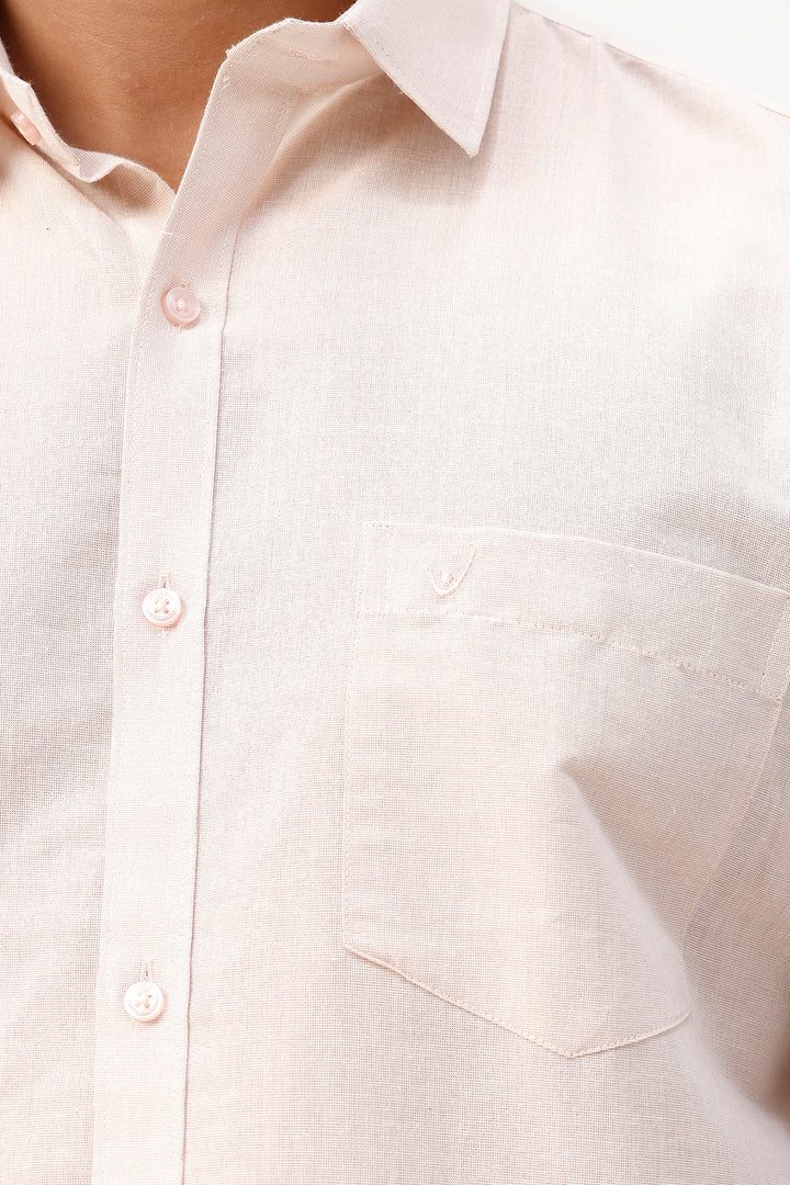 Vaibhav - Copper Orange Shirt and Jari Single Dhoti Tissue Set 2 In 1 For Men | Uathayam