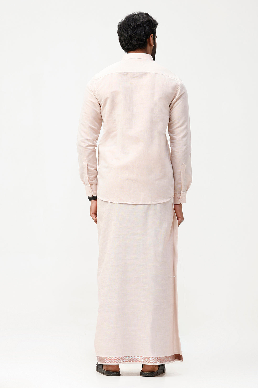 Men’s traditional copper shirt and tissue dhoti set