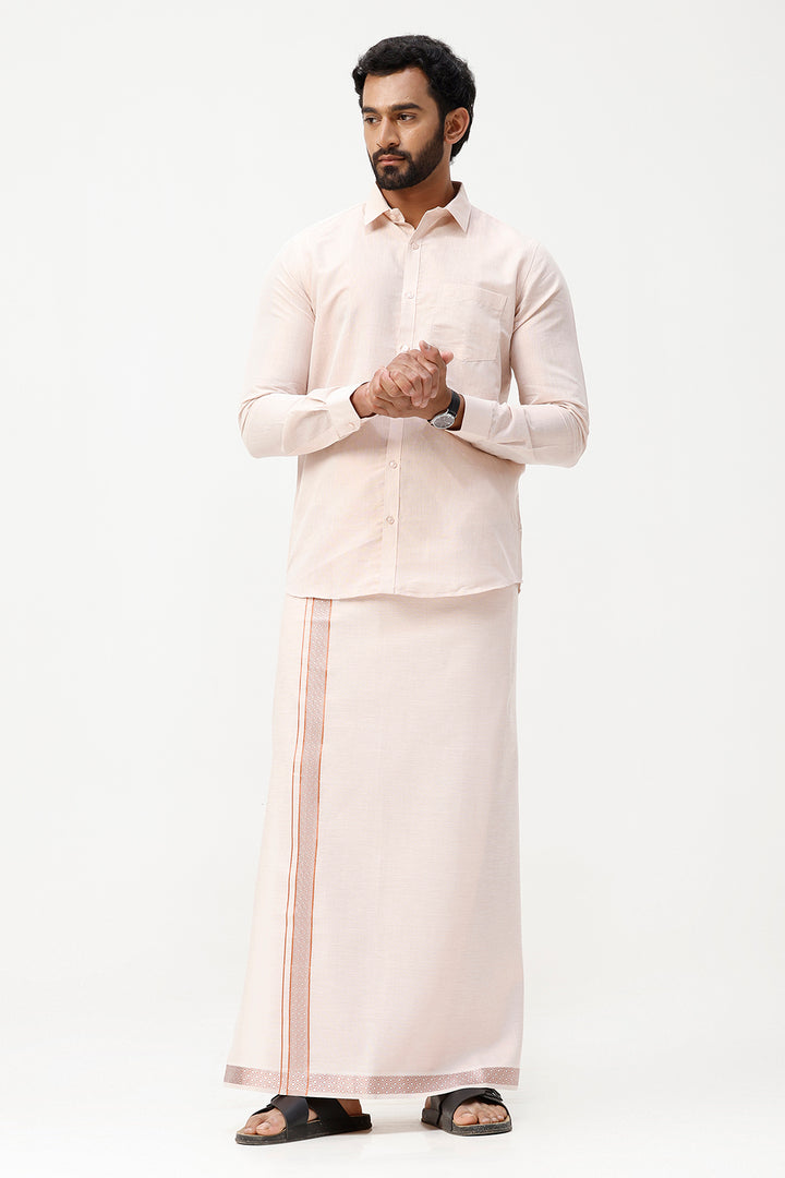 Premium copper shirt dhoti set for weddings and functions