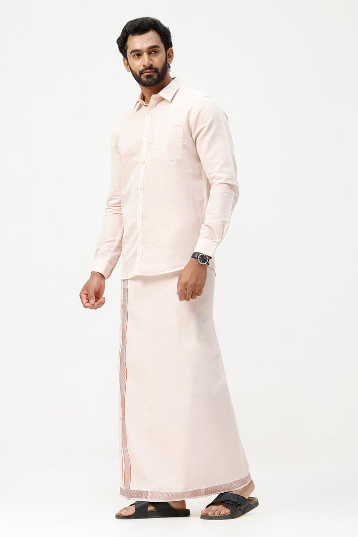 Vaibhav Prime 2 in 1 copper shirt and tissue dhoti set for men