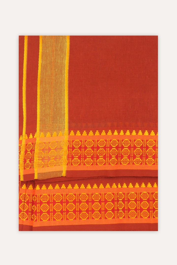 UATHAYAM Shyam Dark Kavi Cotton Devotional Panchakacham Attractive Small Border Dhotis For Mens (Unstitched)