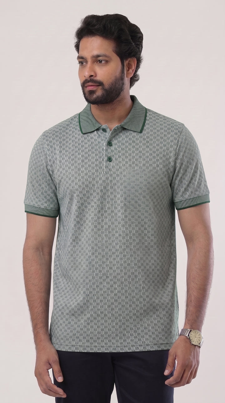 Dark Green Micro Pattern T-Shirt for Men