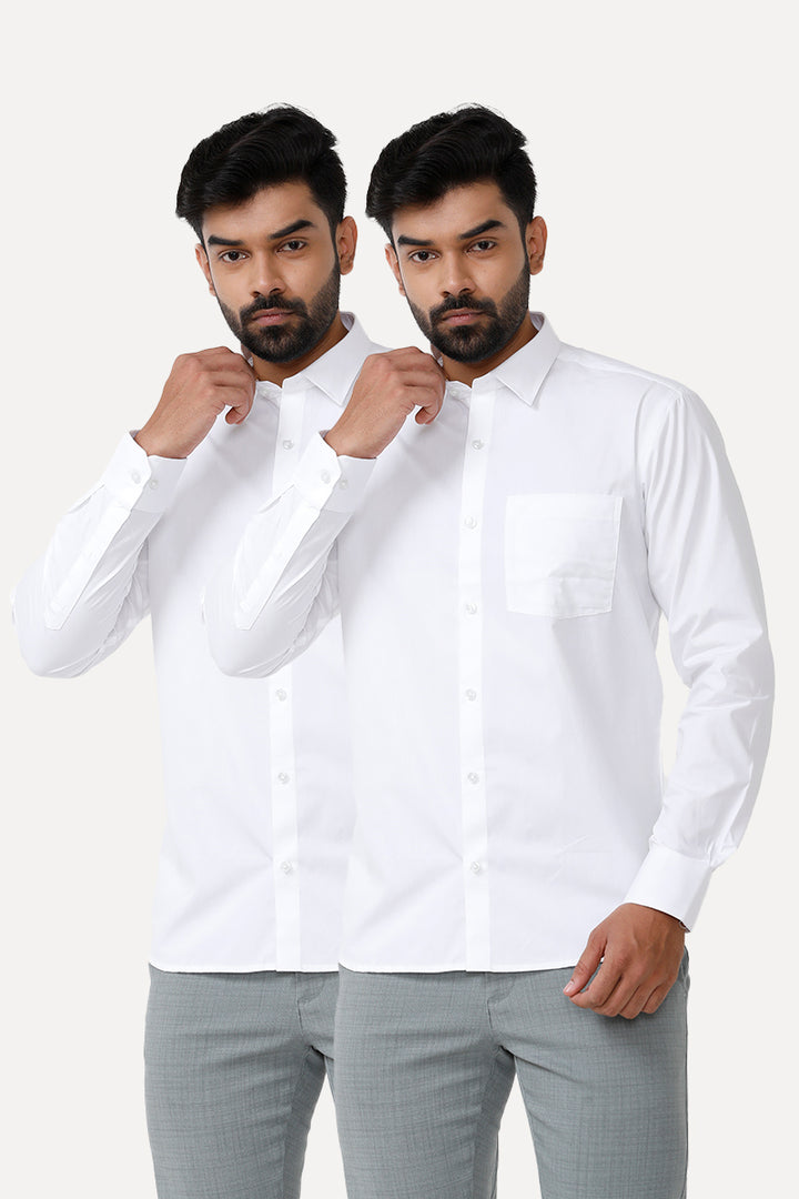 Double Delight White Shirts - 2 Pcs Combo Pack