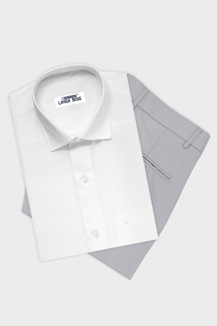 Classic White Shirt with Light Gray Formal Trousers for Men