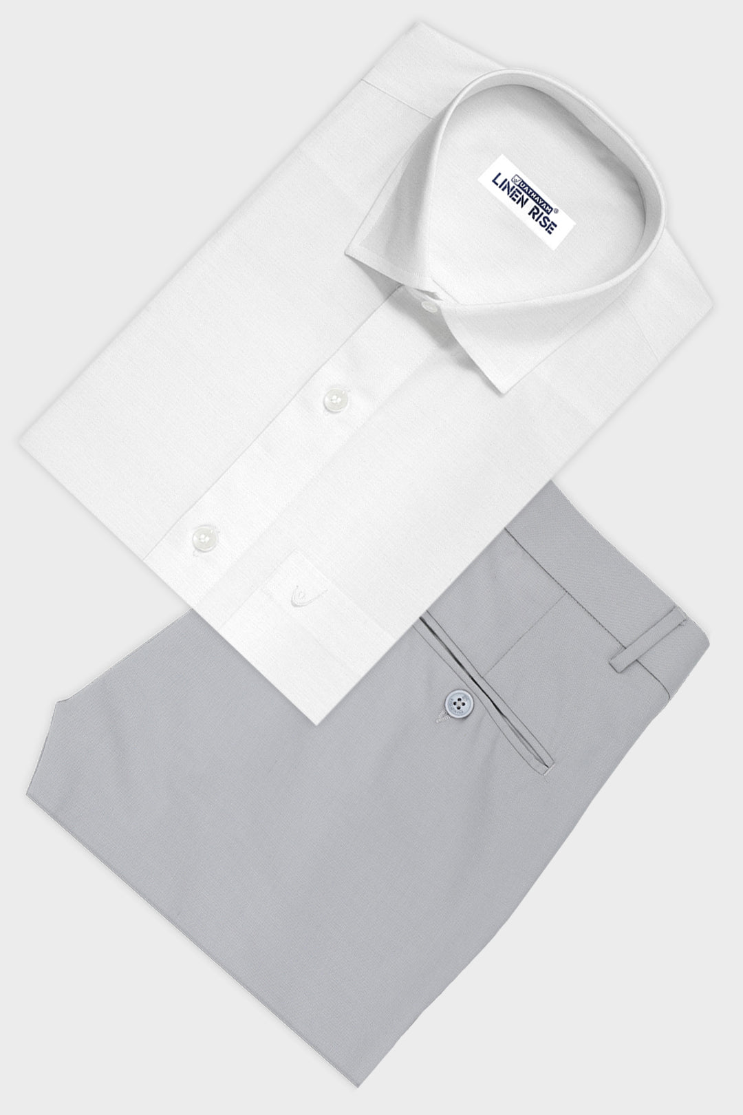 Uathayam Linen Rise and Executive Light Gray Formal Wear Combo