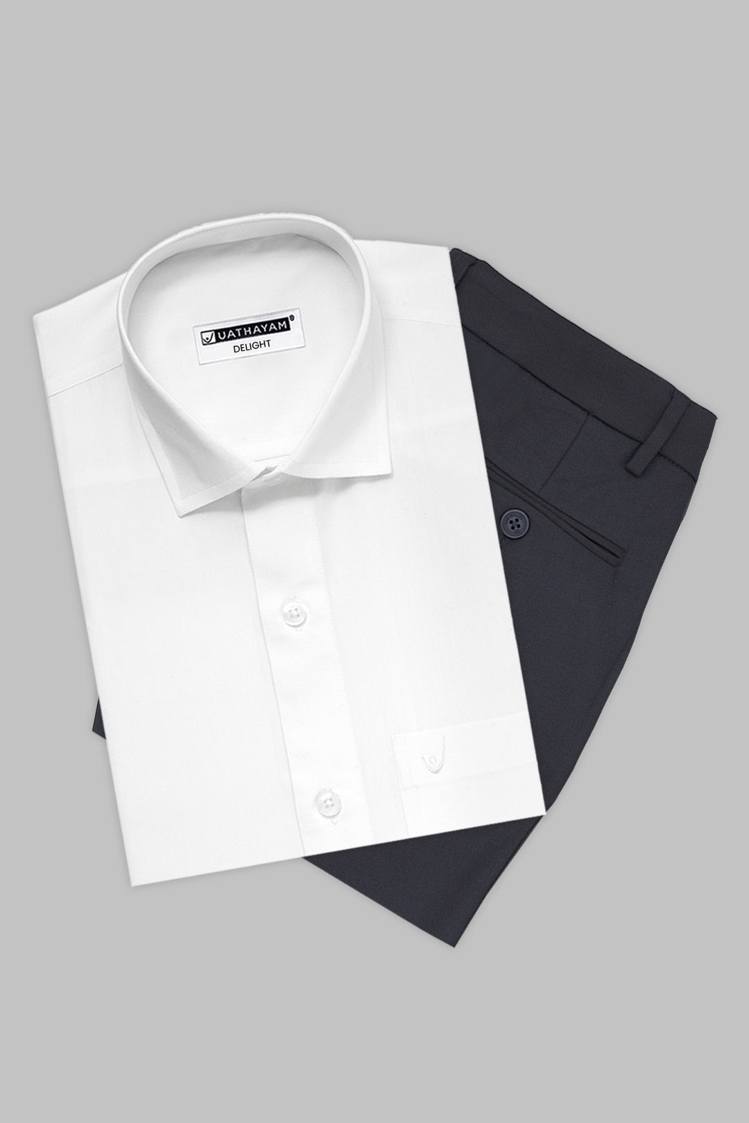 Classic White Shirt with Charcoal Gray Formal Trousers for Men