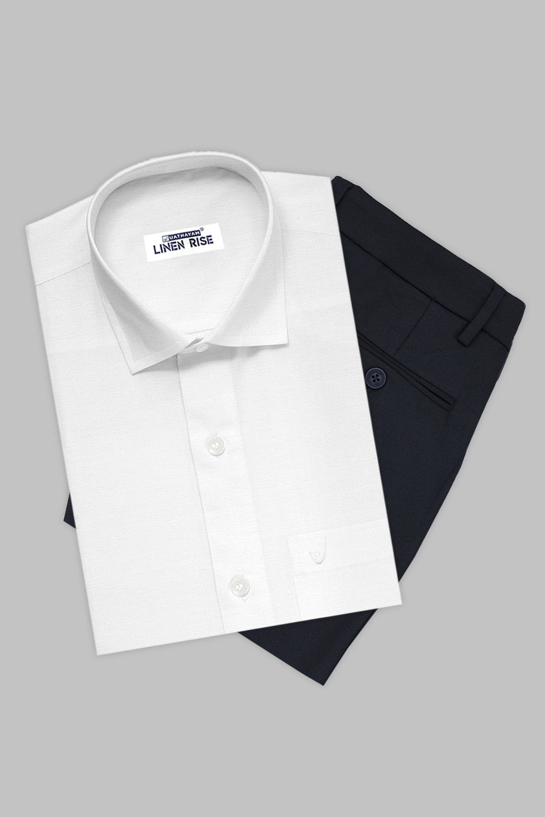 Classic White Shirt with Midnight Blue Formal Trousers for Men