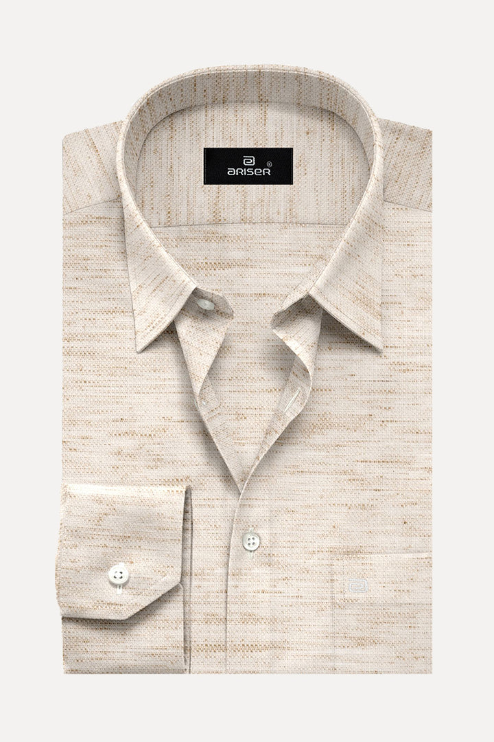 Ariser Kashmir Light Brown Color Cotton Solid Slim Fit Formal Shirt For Men