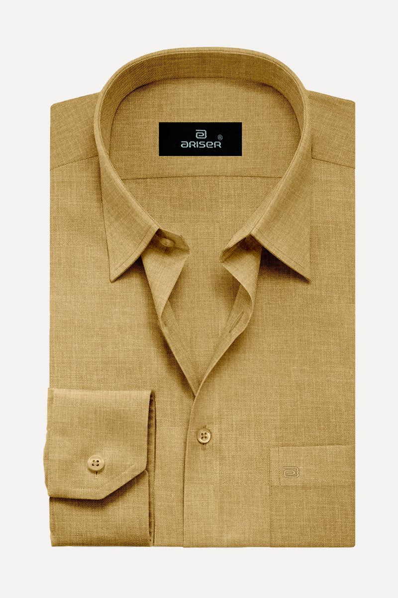 Ariser Davos Dark Tan Color Solid Cotton Slim Fit Full Sleeve Shirt for Men - SA12901