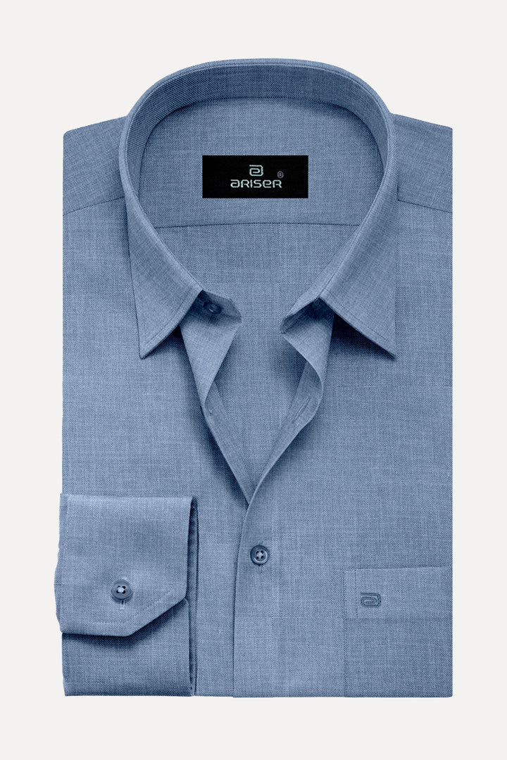 Ariser Davos Grey Blue Color Solid Cotton Slim Fit Full Sleeve Shirt for Men - SA12902