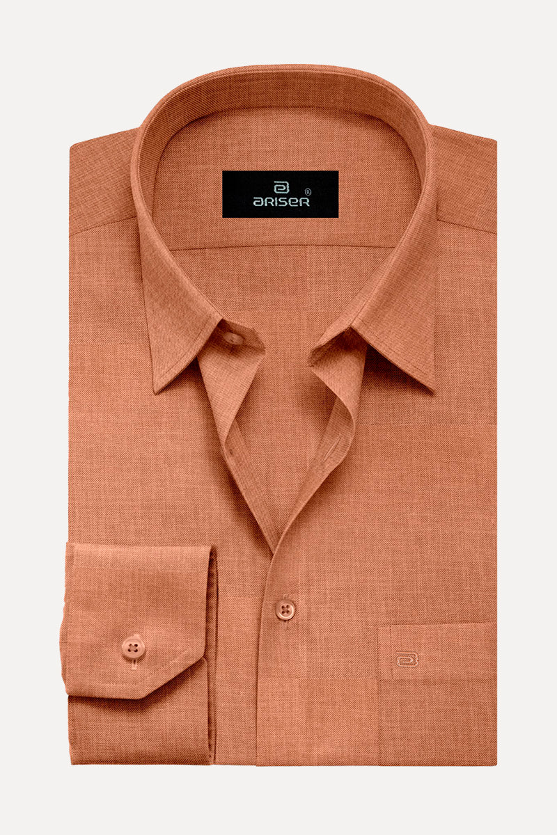 Ariser Davos Light Orange Color Solid Cotton Slim Fit Full Sleeve Shirt for Men - SA12903