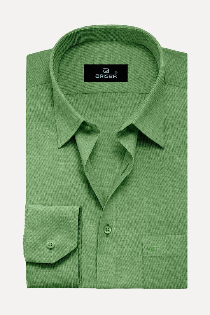 Ariser Davos Olive Green Color Solid Cotton Rich Blend Slim Fit Full Sleeve Shirt for Men - SA12904
