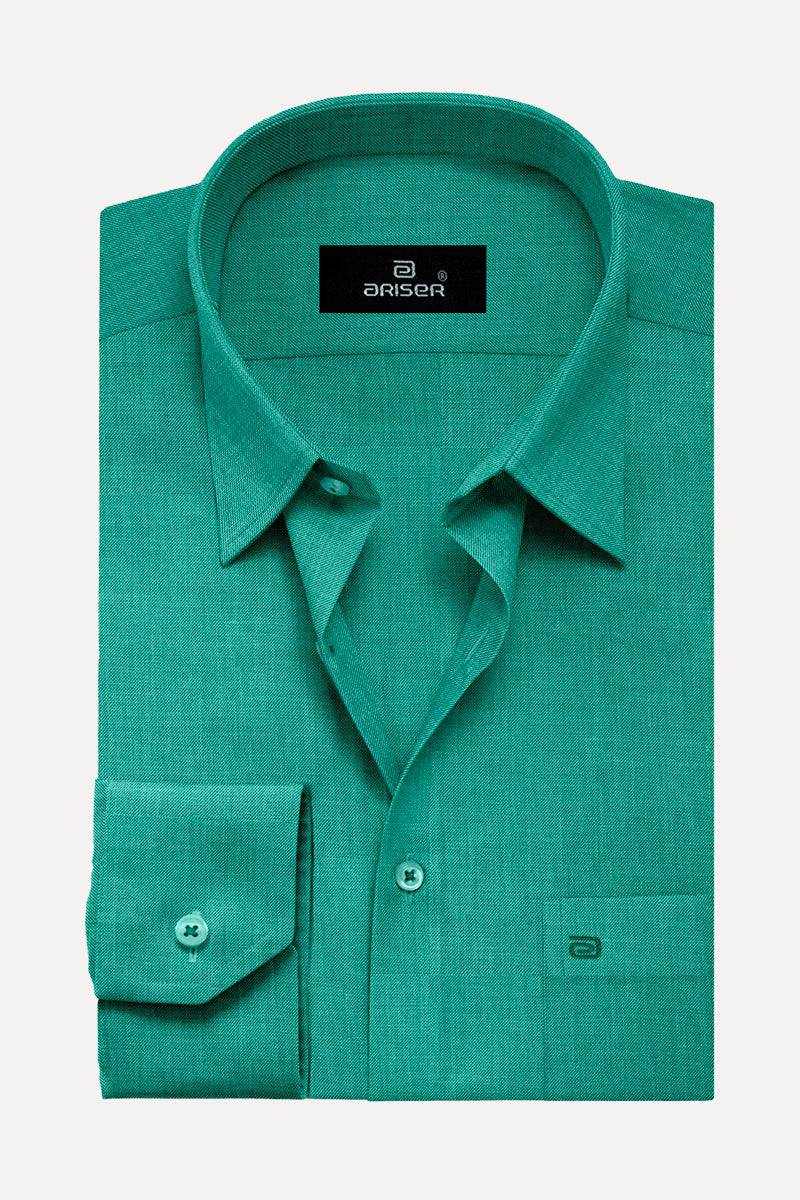 Ariser Davos Dark Green Color Solid Cotton Slim Fit Full Sleeve Shirt for Men - SA12906