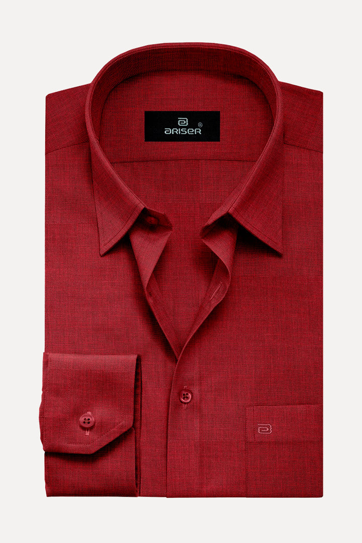 Ariser Davos Dark Maroon Color Solid Cotton Slim Fit Full Sleeve Shirt for Men - SA12907