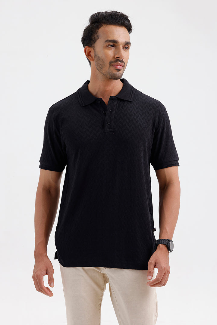 Men's Raven Black Fashion Polo T-Shirt