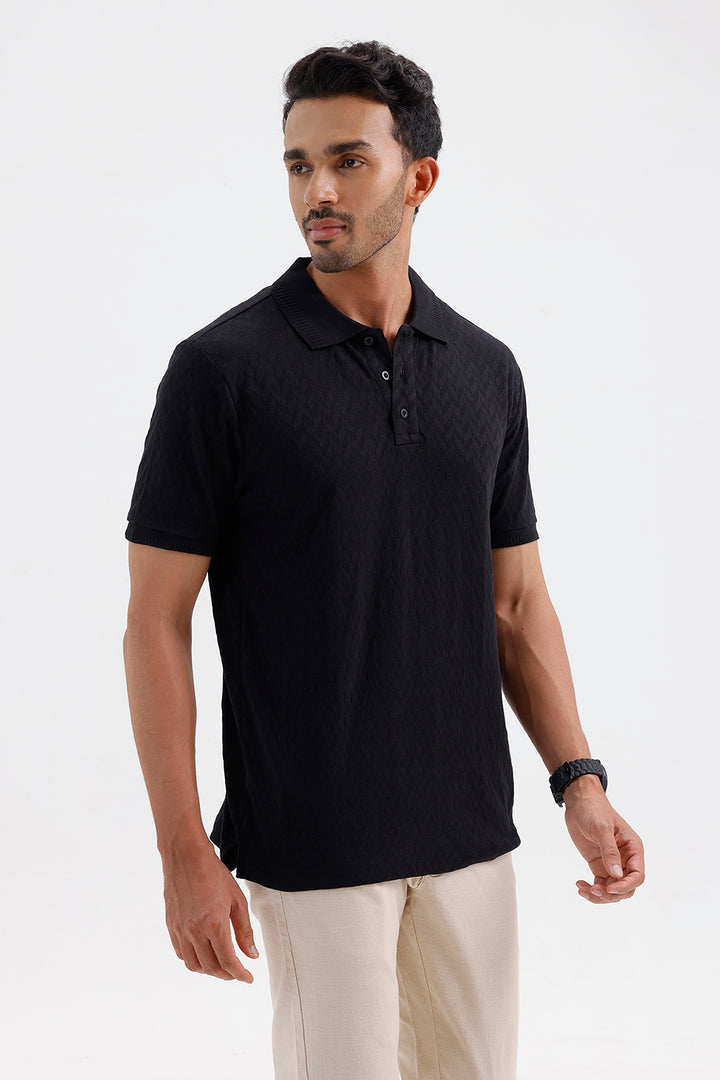 Stylish Raven Black Fashion Polo Men's T-Shirt