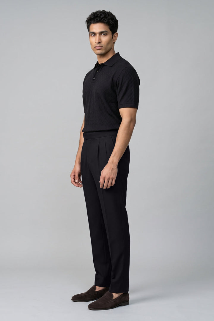 Black Polo With Black Trouser