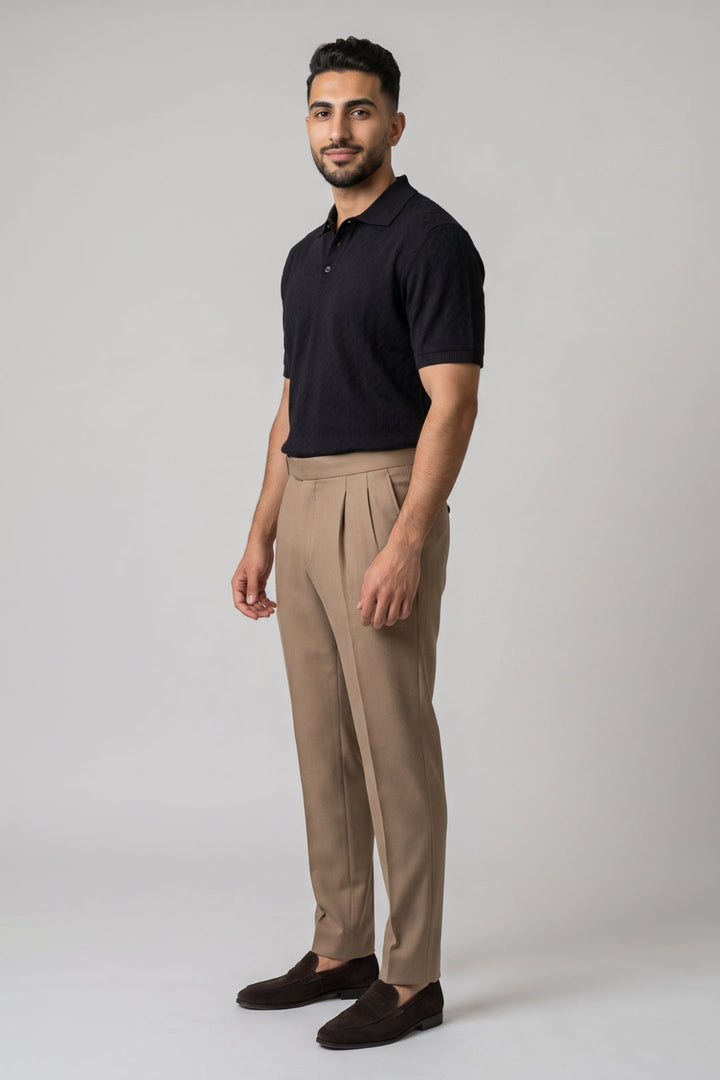 Stylish Raven Black Polo and Classic Khaki Beige Trouser.