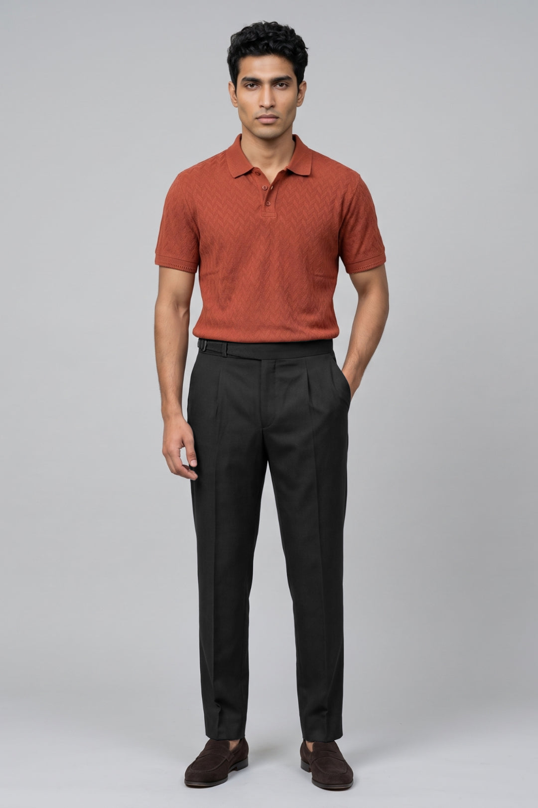 Terra Red Polo With Gurkha Trouser
