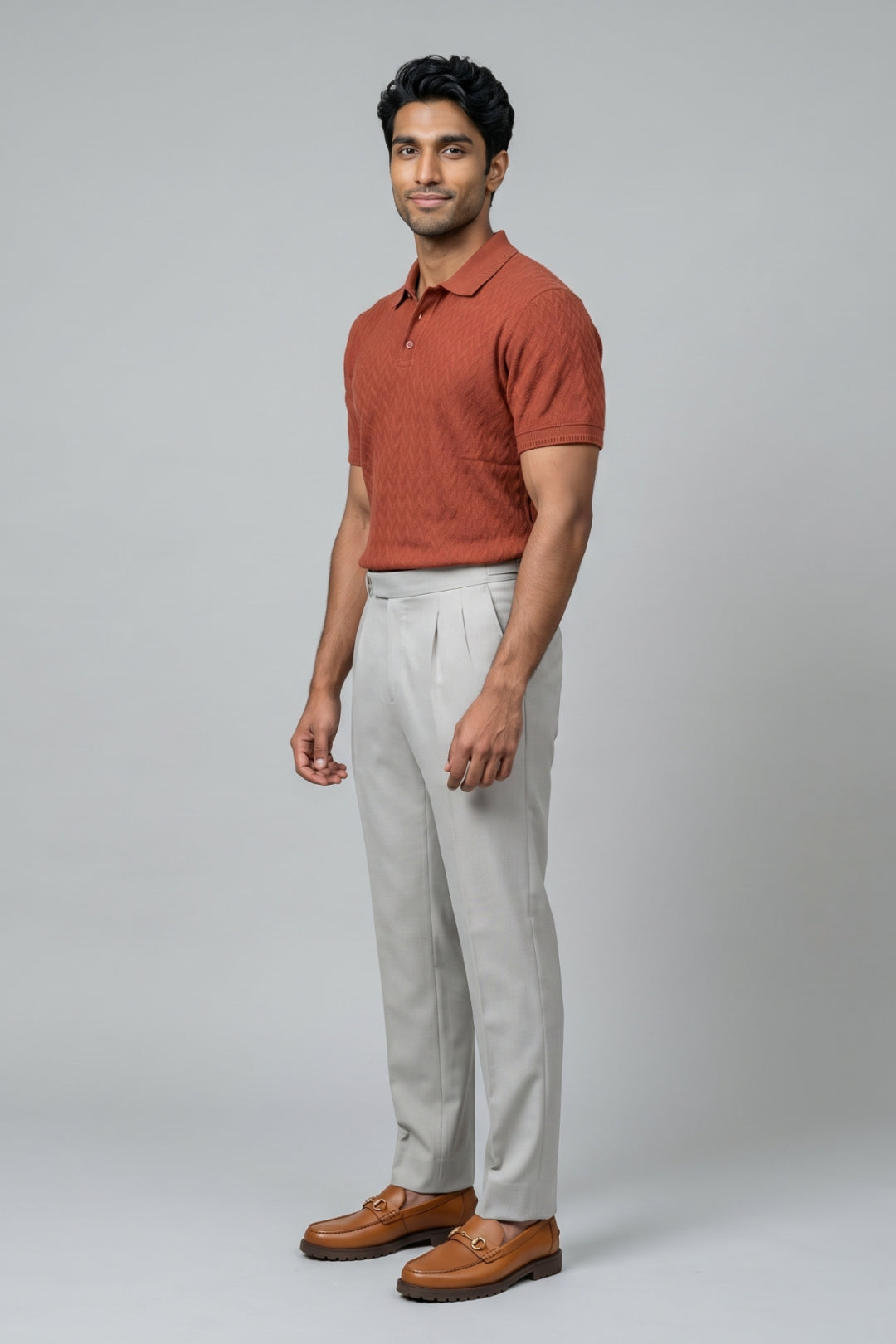 Terra Red T-Shirt With Light Ash Grey