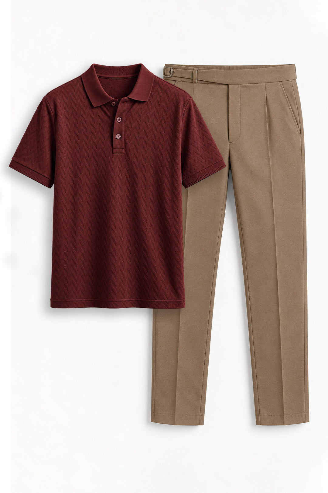 Men's Royal Maroon Fashion Polo and Khaki Beige