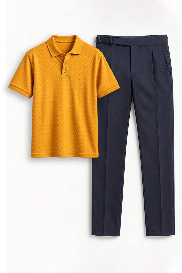 Ariser Vintage Mustard T-shirt and Navy Blue Trouser Outfit