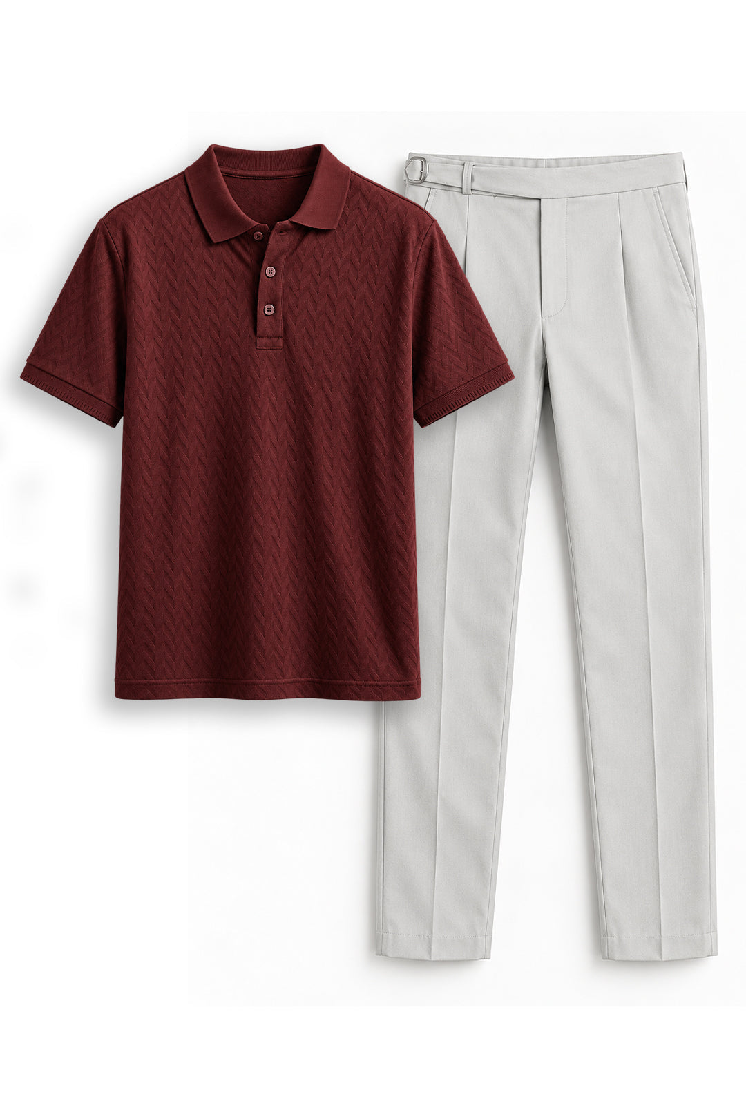 Royal Maroon T-Shirt With Off White Trouser Combo