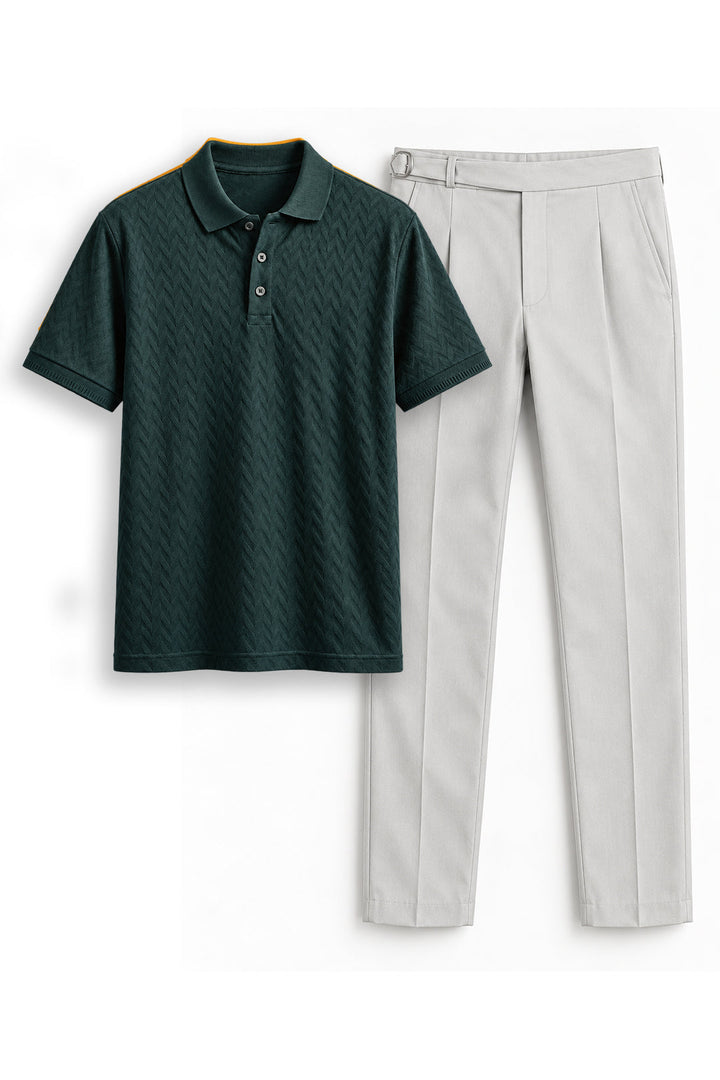 Deep Emerald T-Shirt With Off White Trouser Combo