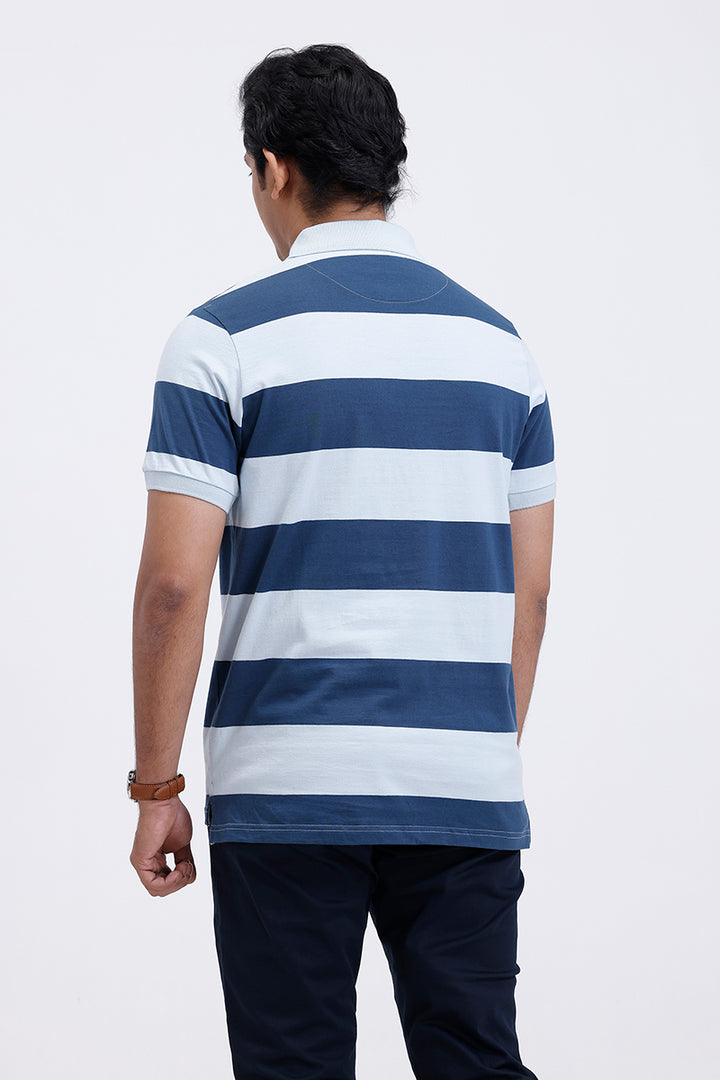 French polo blue t shirt men