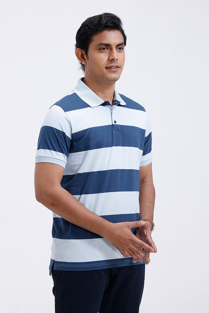 summer polo t shirt men blue