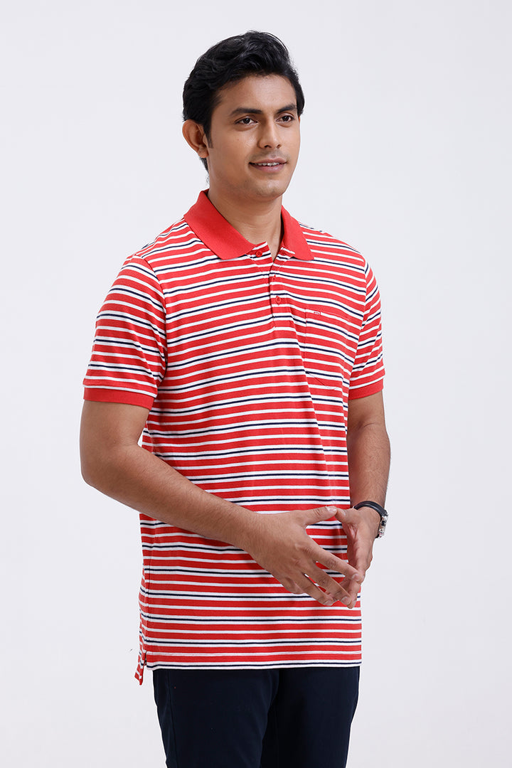 red stripe polo t shirt men