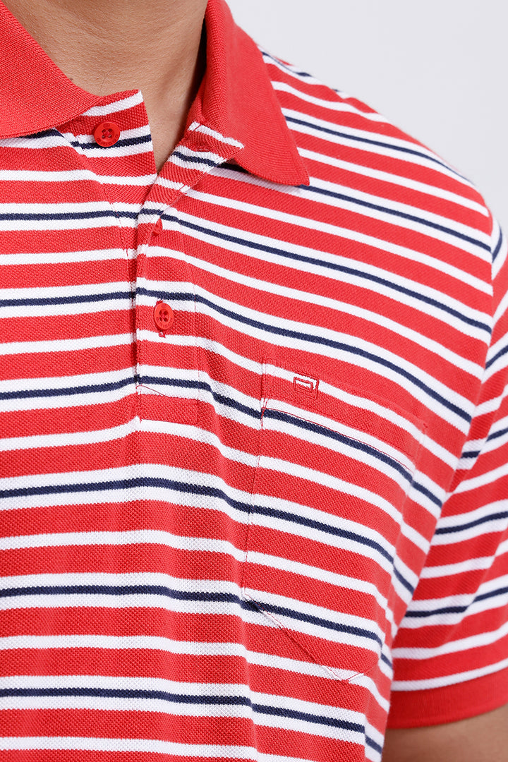 French polo red t shirt men