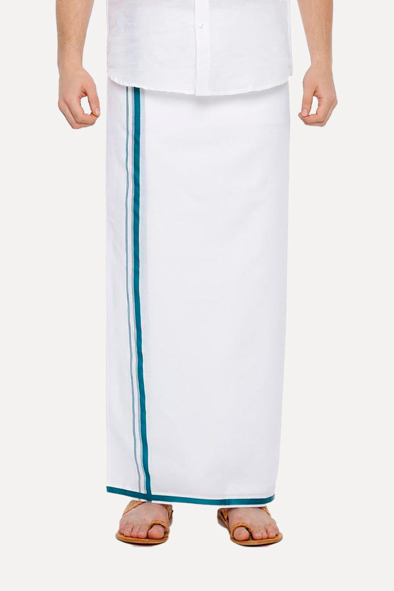 Garland -  Double Dhoti With Blue Big Border