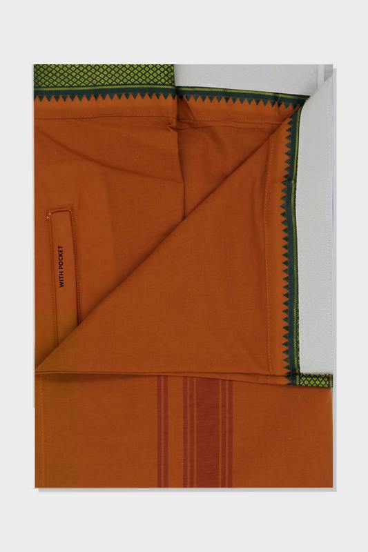 Gokul - Fixit Adjustable Dark Kavi Pocket Pet Dhoti With Assorted Border Colors For Men | Uathayam