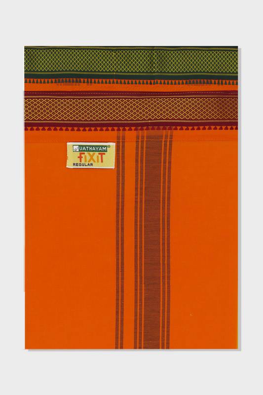 Gokul - Fixit Adjustable Orange Pocket Pet Dhoti With Assorted Border Colors For Men | Uathayam