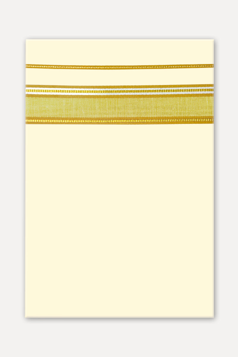 UATHAYAM JIVANAA KORRA Golden Yellow Colour Fancy Border Double Dhoti For Men (Assorted Border)