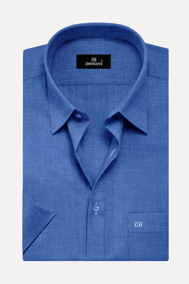 Ariser Davos Dark Blue Color Solid Cotton Slim Fit Half Sleeve Shirt for Men - SA12909