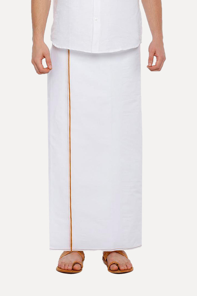 H2O- Double Dhoti With Dark Yellow Small Border