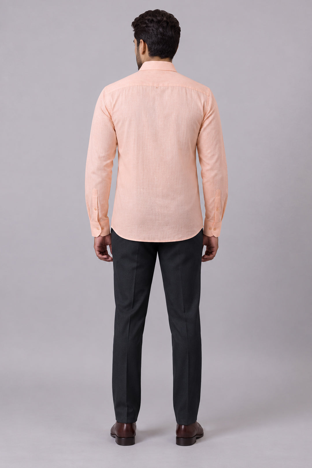 Orange Shirt With Midnight Steel Navy Trouser Combo For Men