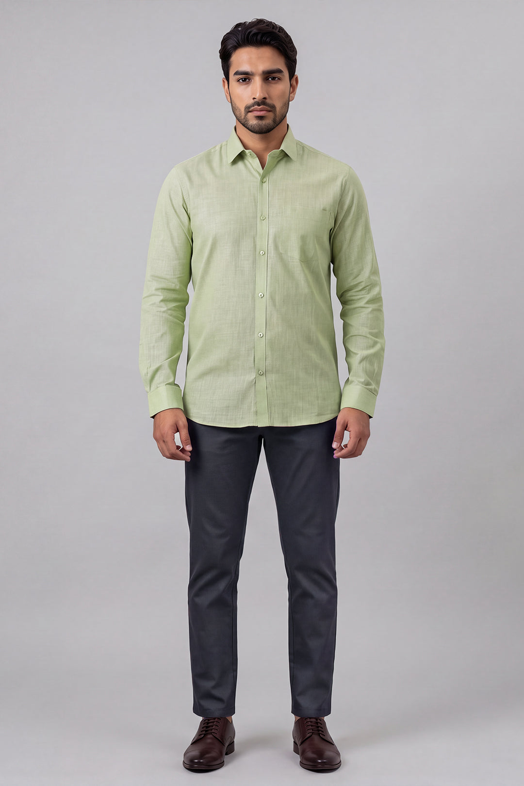 Pale Green Shirt With Midnight Blue Trouser Combo