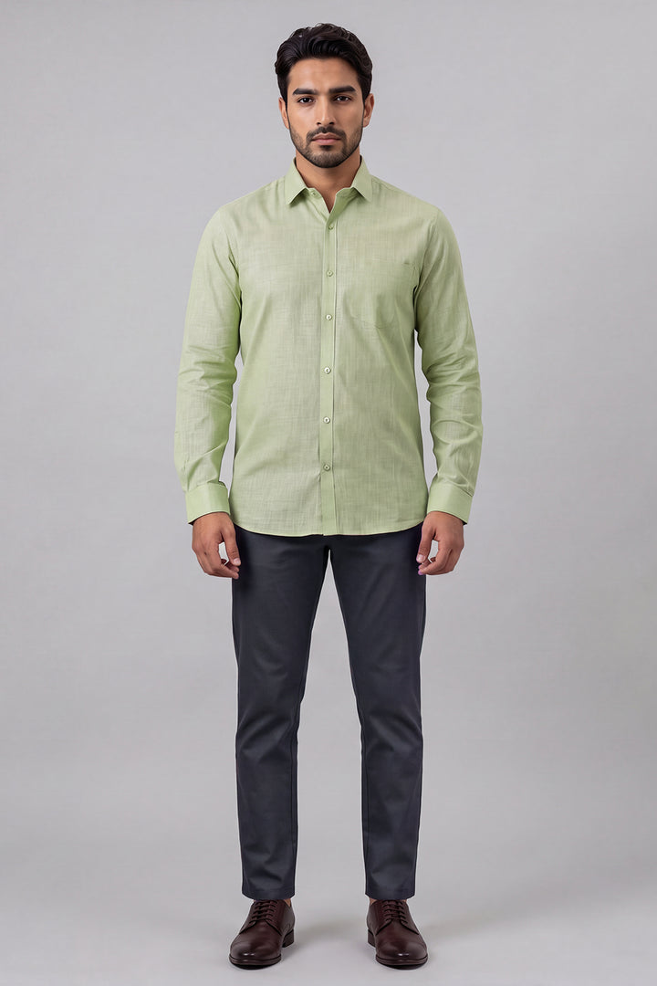 Pale Green Shirt With Midnight Blue Trouser Combo