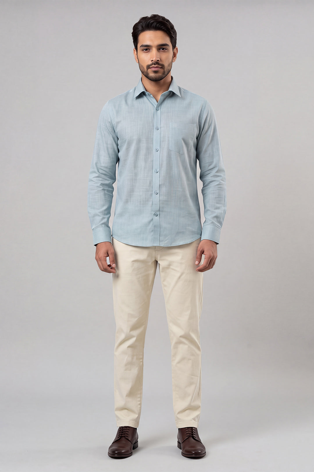 Summer Green Shirt With Cream White Trouser Combo