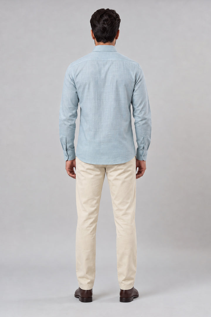 Summer Green Shirt With Cream White Trouser Combo