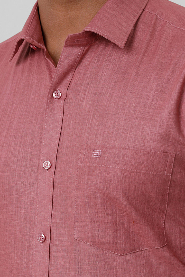 Dusty Pink Shirt With Charcoal Grey Trouser Combo For Men