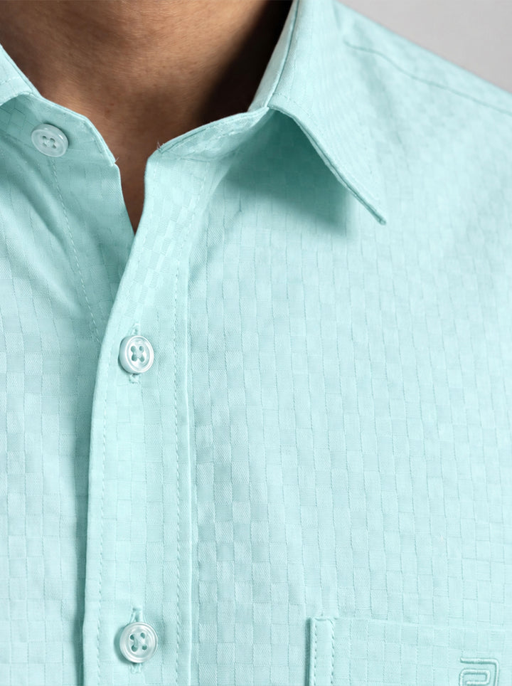 Italian Dobby + Executive - Aqua Mint Shirt With Midnight Blue Trouser Combo For Men | Ariser