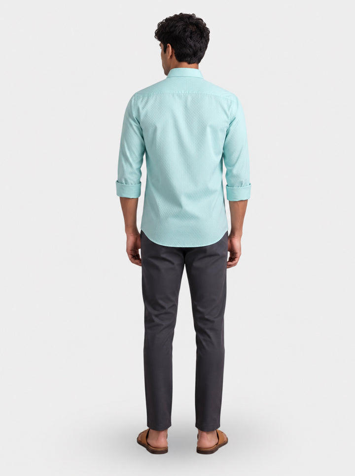 Italian Dobby + Executive - Aqua Mint Shirt With Midnight Blue Trouser Combo For Men | Ariser