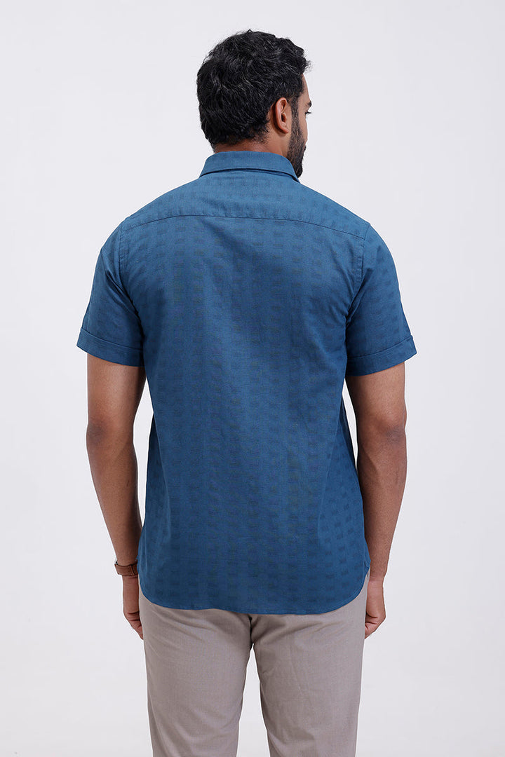 Ariser deep steel blue textured formal shirt