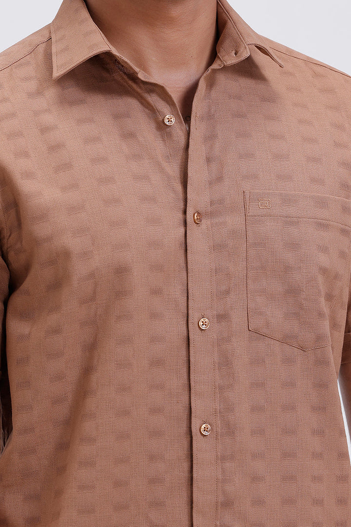 Premium dobby tan brown full sleeve shirt and half sleeve