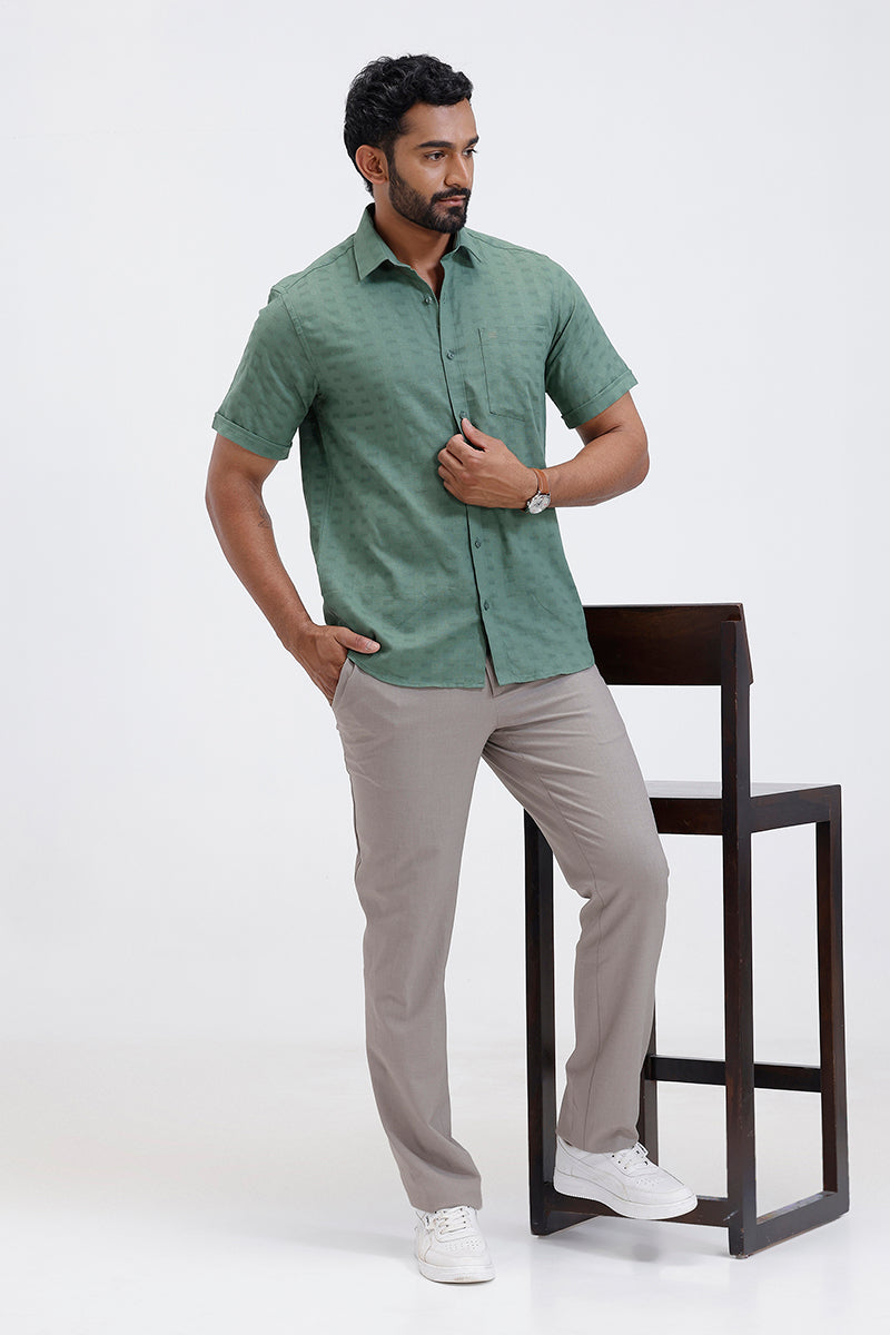 Mexican dobby pattern light olive green men’s shirt