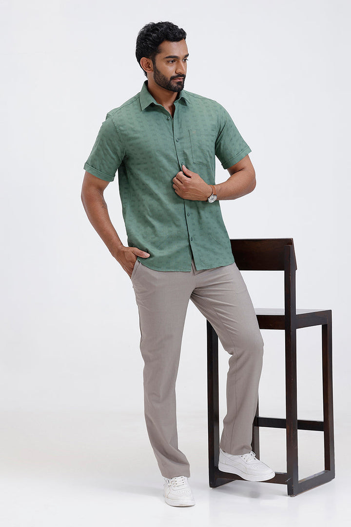 Mexican dobby pattern light olive green men’s shirt